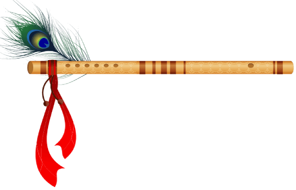 Krishna's bansuri with a peacock feather